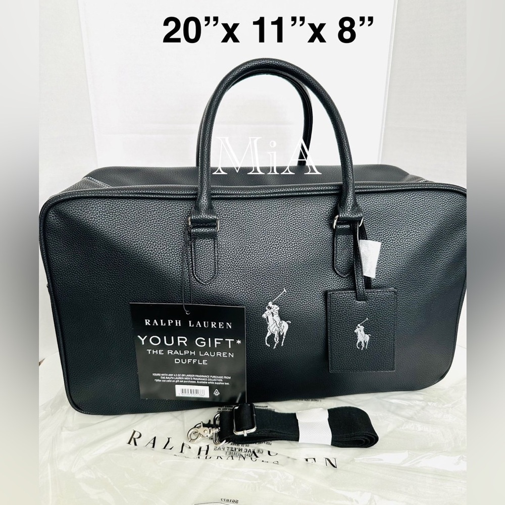 Ralph Lauren Black Pebbled Leather Duffle Bag